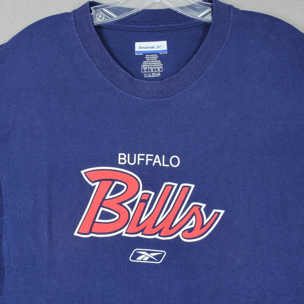 Reebok T-Shirt Mens L Blue Buffalo Bills NFL Graphic Tee Vintage Short Sleeve